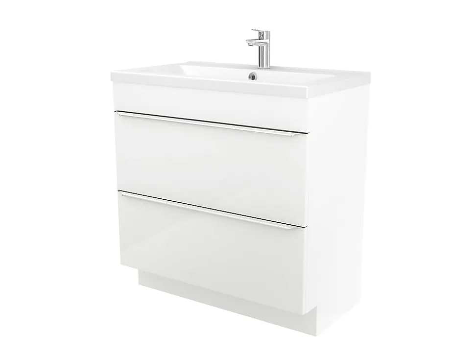Meuble sous vasque à poser blanc brillant l.80 x H.82 x P.45 cm, GoodHome Imandra