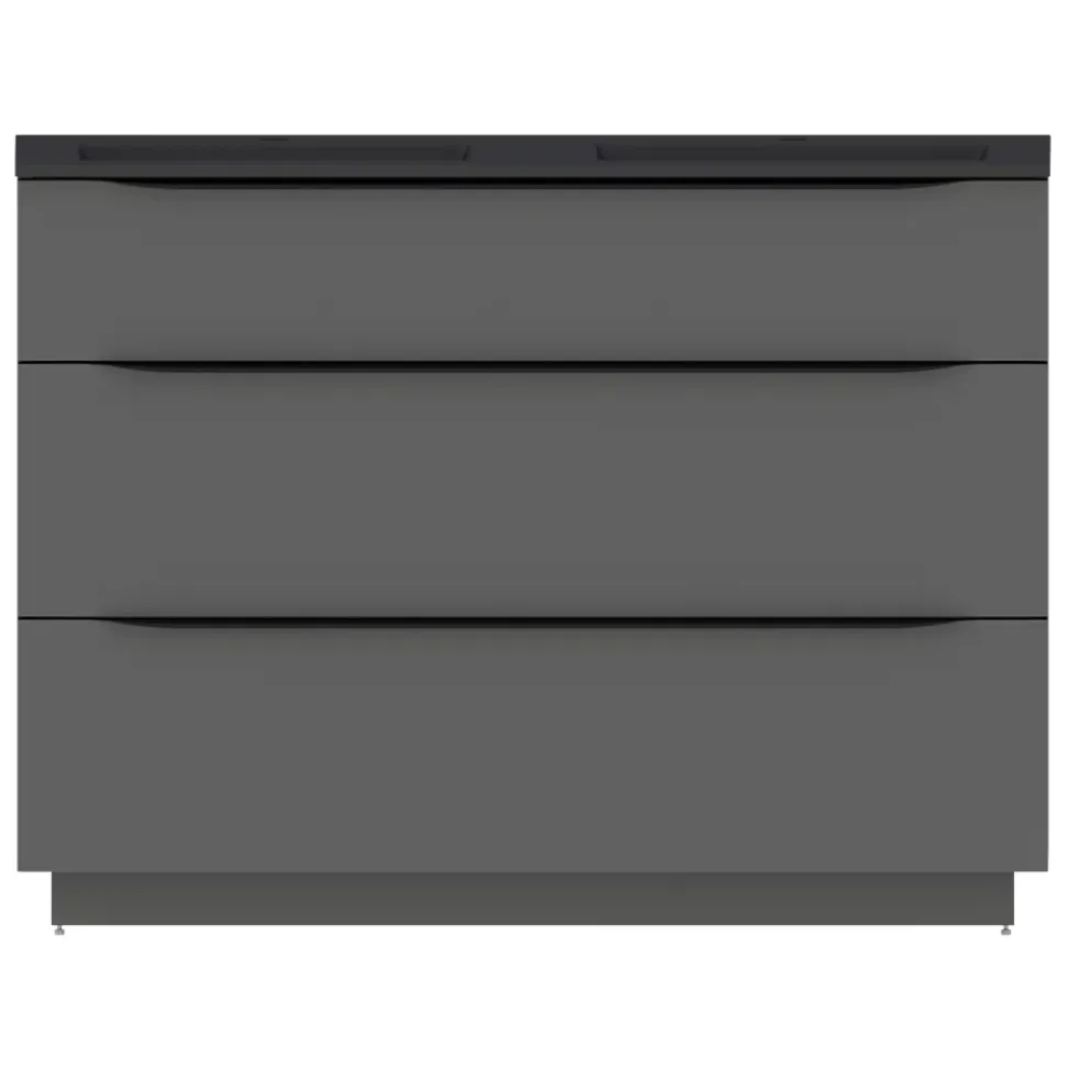 Meuble sous vasque à poser gris anthracite l.120 x H.88 x P.50 cm, Pamili