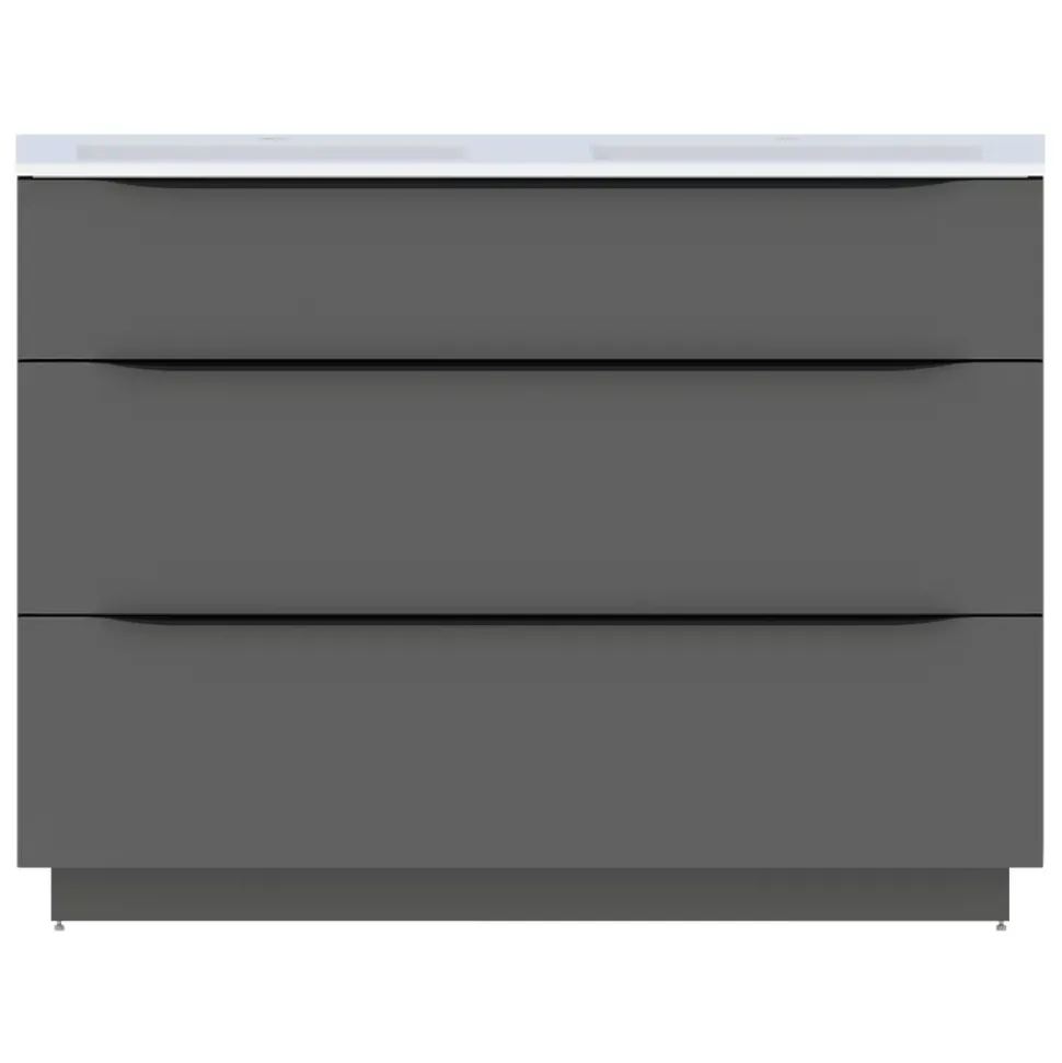 Meuble sous vasque à poser gris anthracite l.120 x H.88 x P.50 cm, Pamili