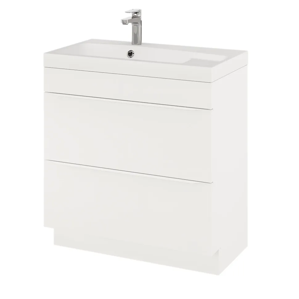 Meuble sous vasque à poser blanc mat l.80 x H.82 x P.45 cm, GoodHome Imandra
