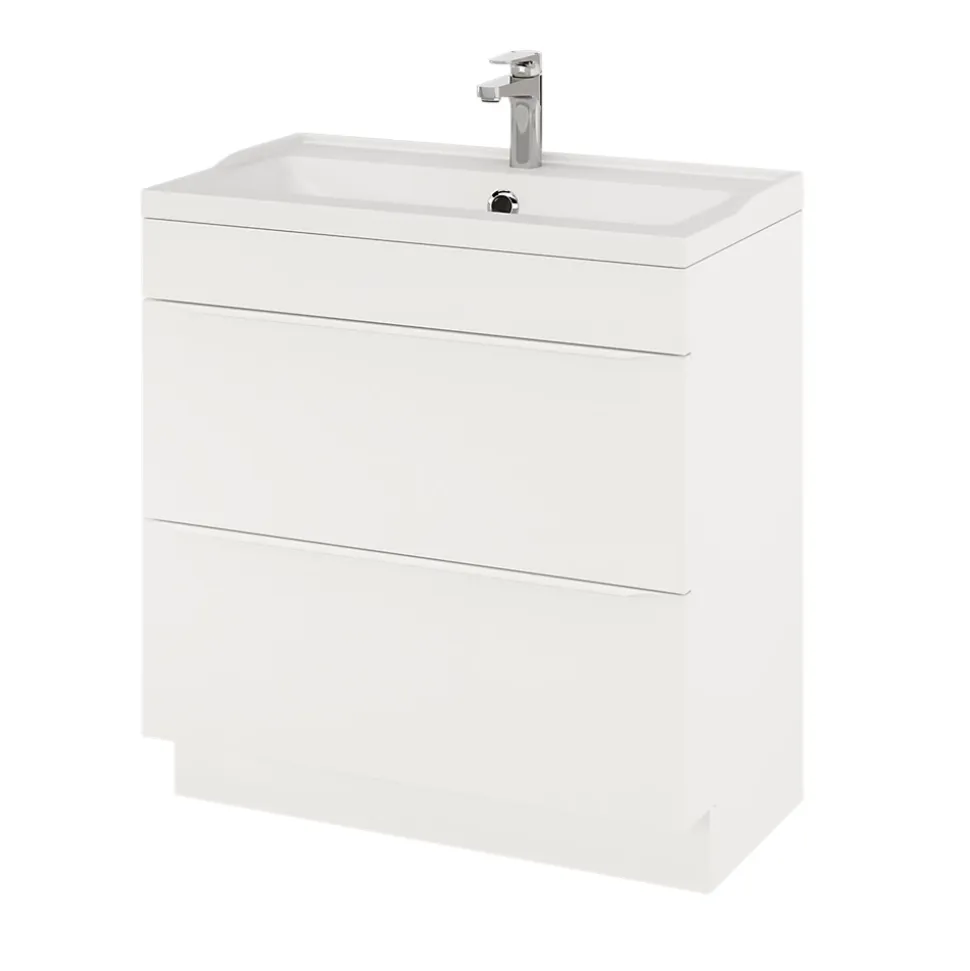 Meuble sous vasque à poser blanc mat l.80 x H.82 x P.45 cm, GoodHome Imandra