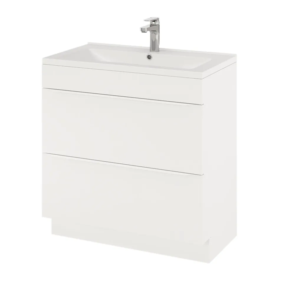 Meuble sous vasque à poser blanc mat l.80 x H.82 x P.45 cm, GoodHome Imandra