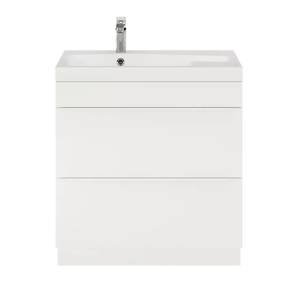Meuble sous vasque à poser blanc mat l.80 x H.82 x P.45 cm, GoodHome Imandra