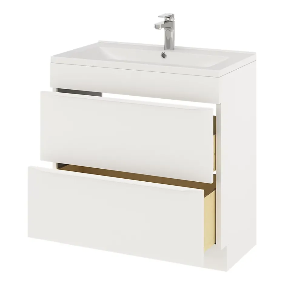 Meuble sous vasque à poser blanc mat l.80 x H.82 x P.45 cm, GoodHome Imandra