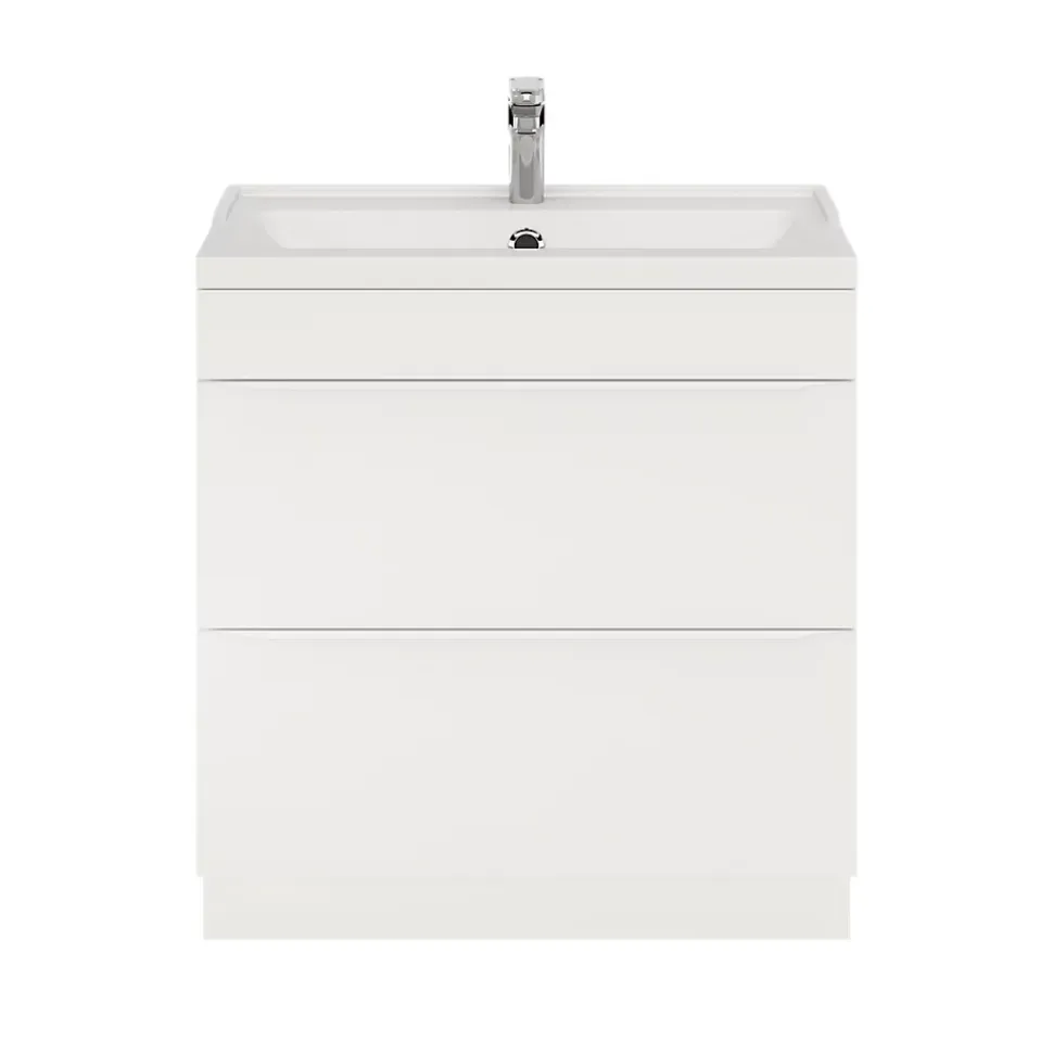 Meuble sous vasque à poser blanc mat l.80 x H.82 x P.45 cm, GoodHome Imandra