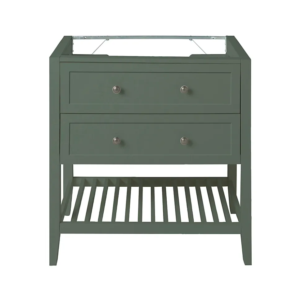 Meuble sous vasque à poser 2 tiroirs 1 niche vert mat l.80 x H.80,6 x P.45 cm, GoodHome Perma