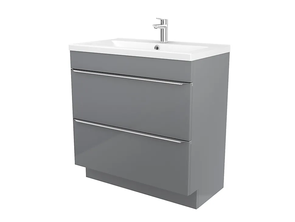 Meuble sous vasque à poser gris l.80 x H.82 x P.45 cm, GoodHome Imandra