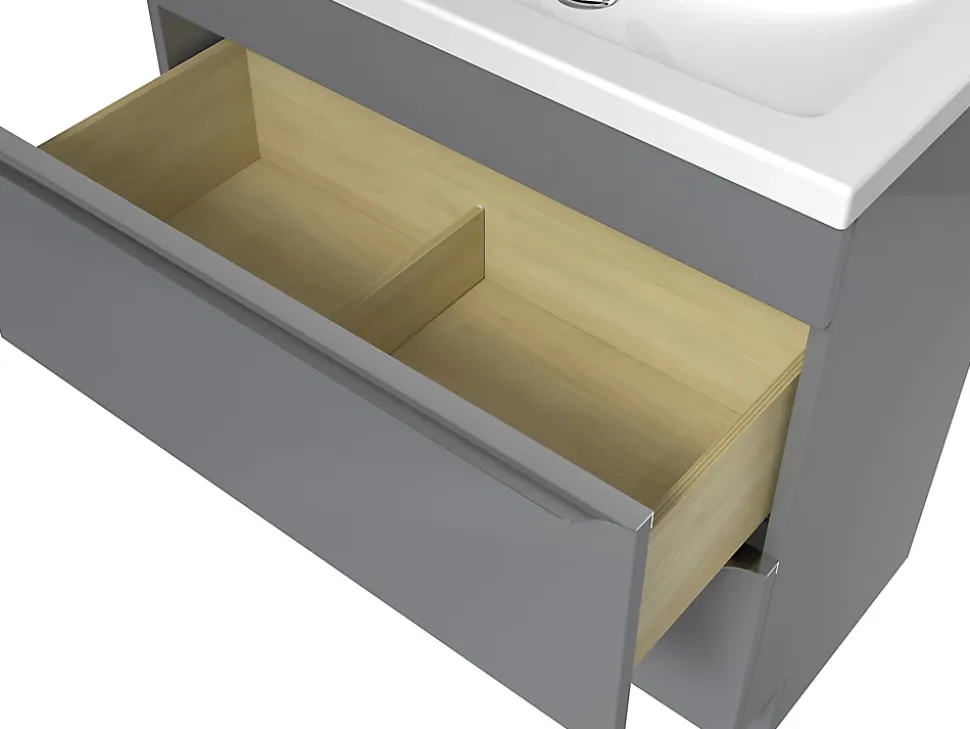 Meuble sous vasque à poser gris l.80 x H.82 x P.45 cm, GoodHome Imandra