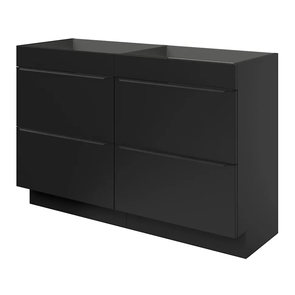 Meuble sous vasque à poser noir mat l.120 x H.82 x P.45 cm, GoodHome Imandra