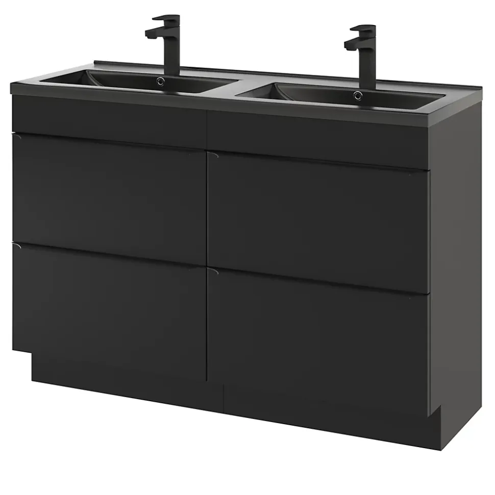 Meuble sous vasque à poser noir mat l.120 x H.82 x P.45 cm, GoodHome Imandra