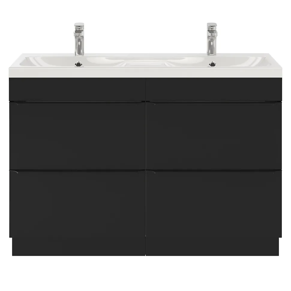 Meuble sous vasque à poser noir mat l.120 x H.82 x P.45 cm, GoodHome Imandra