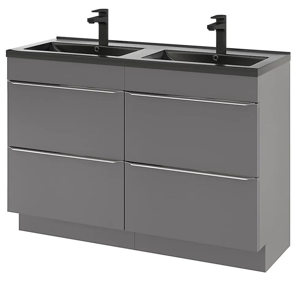 Meuble sous vasque à poser gris brillant l.120 x H.82 x P.45 cm, GoodHome Imandra