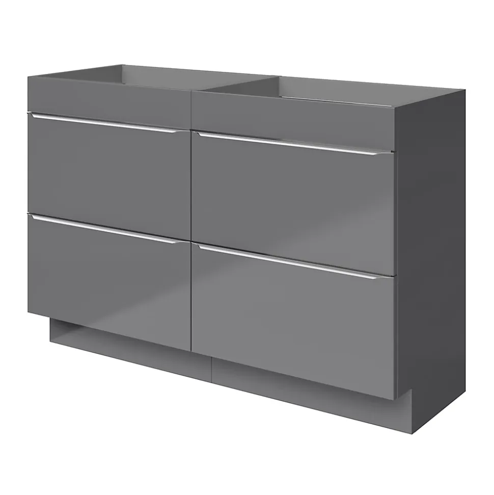 Meuble sous vasque à poser gris brillant l.120 x H.82 x P.45 cm, GoodHome Imandra