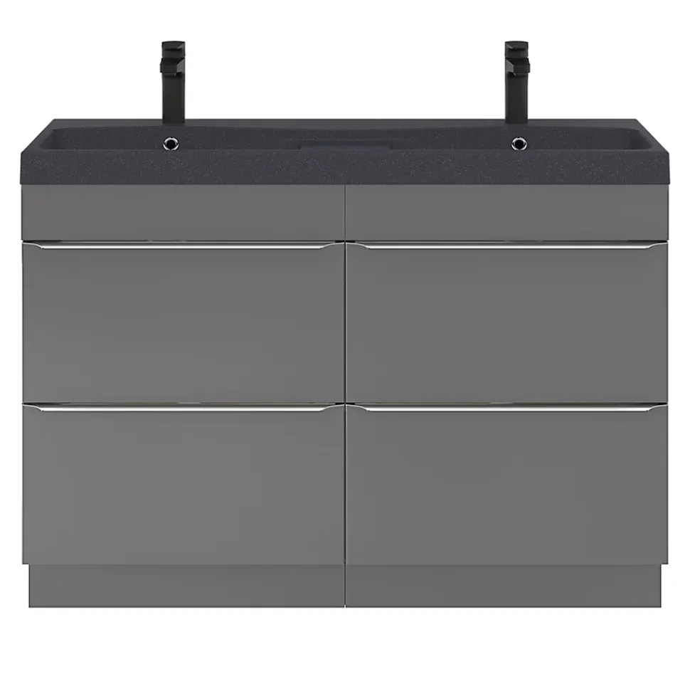 Meuble sous vasque à poser gris brillant l.120 x H.82 x P.45 cm, GoodHome Imandra