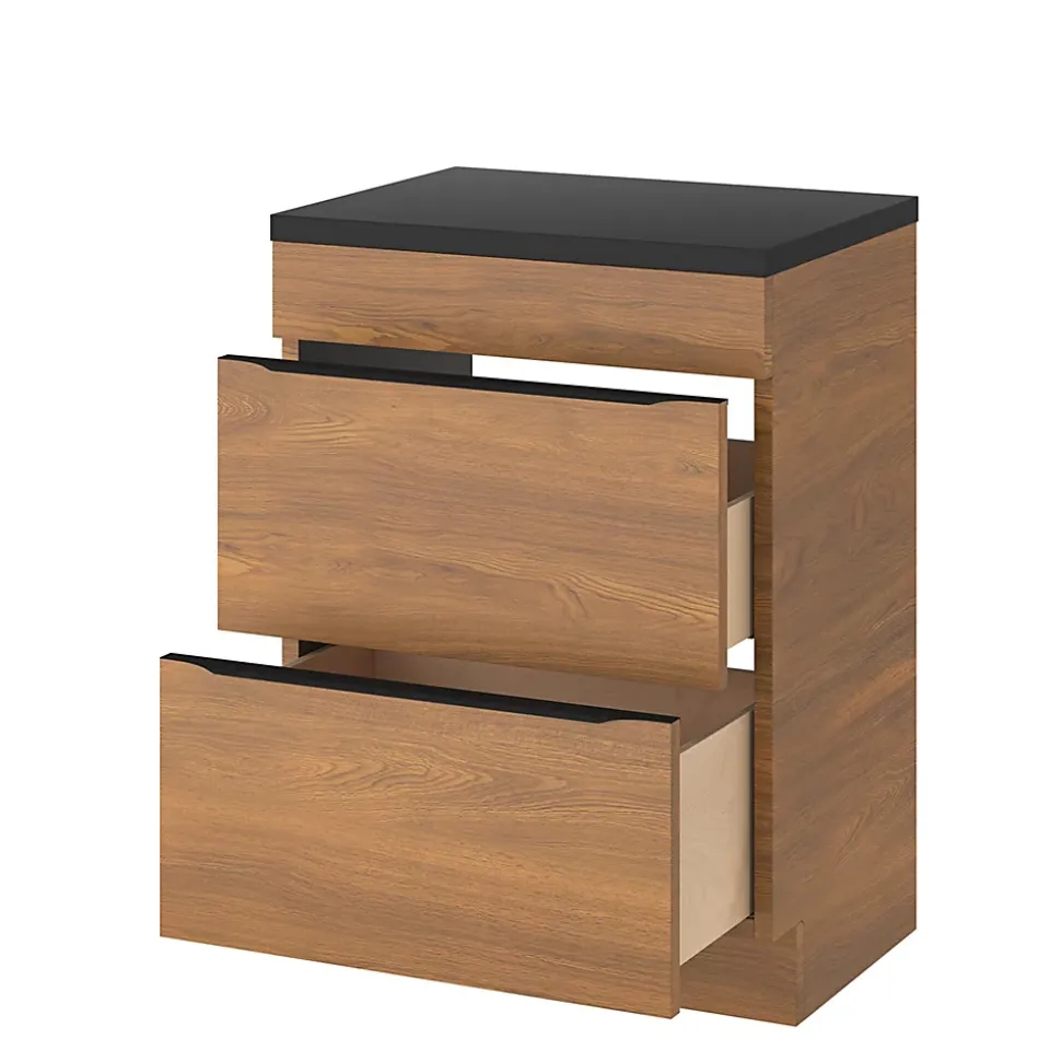 Meuble sous vasque à poser effet noyer l.60 x H.82 x P.45 cm, GoodHome Imandra