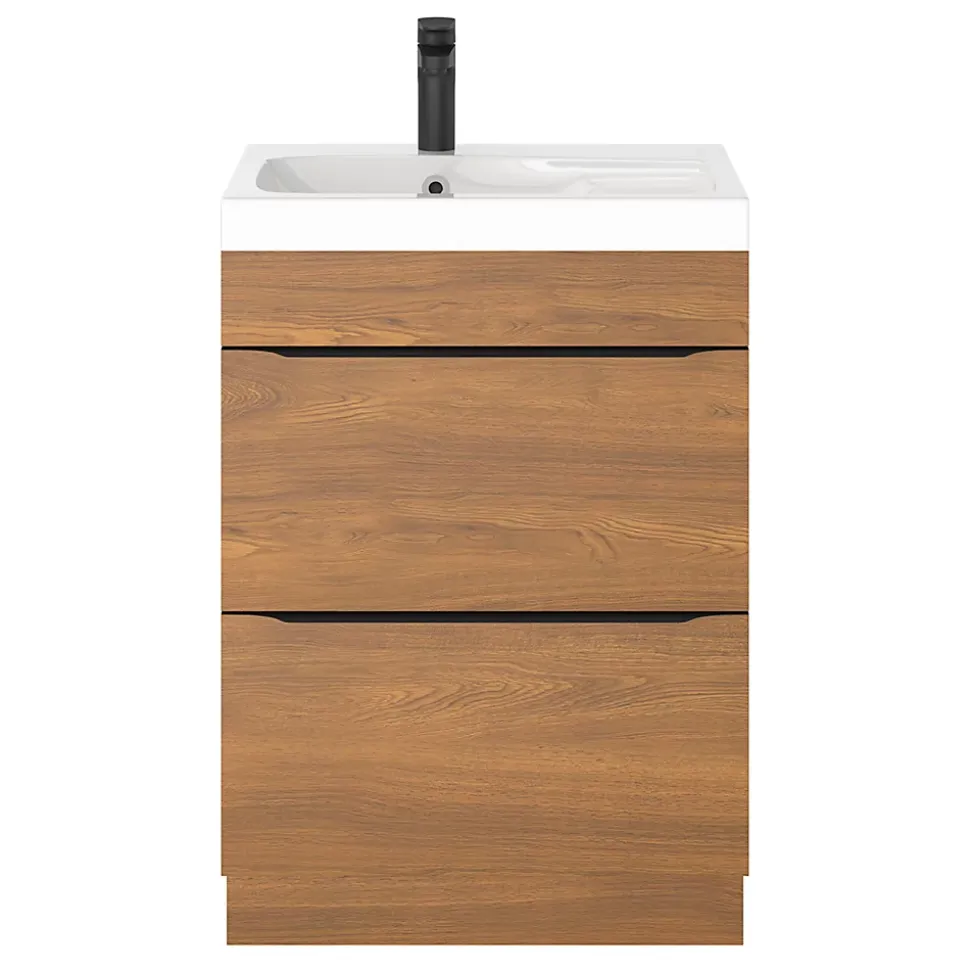 Meuble sous vasque à poser effet noyer l.60 x H.82 x P.45 cm, GoodHome Imandra