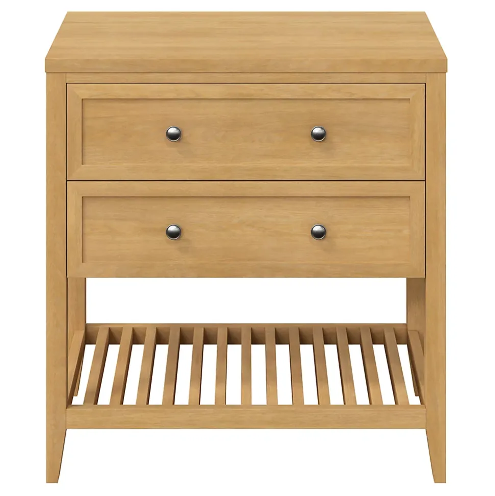 Meuble sous vasque à poser 2 tiroirs placage chêne l.80 x H.80,6 x P.45 cm, GoodHome Perma