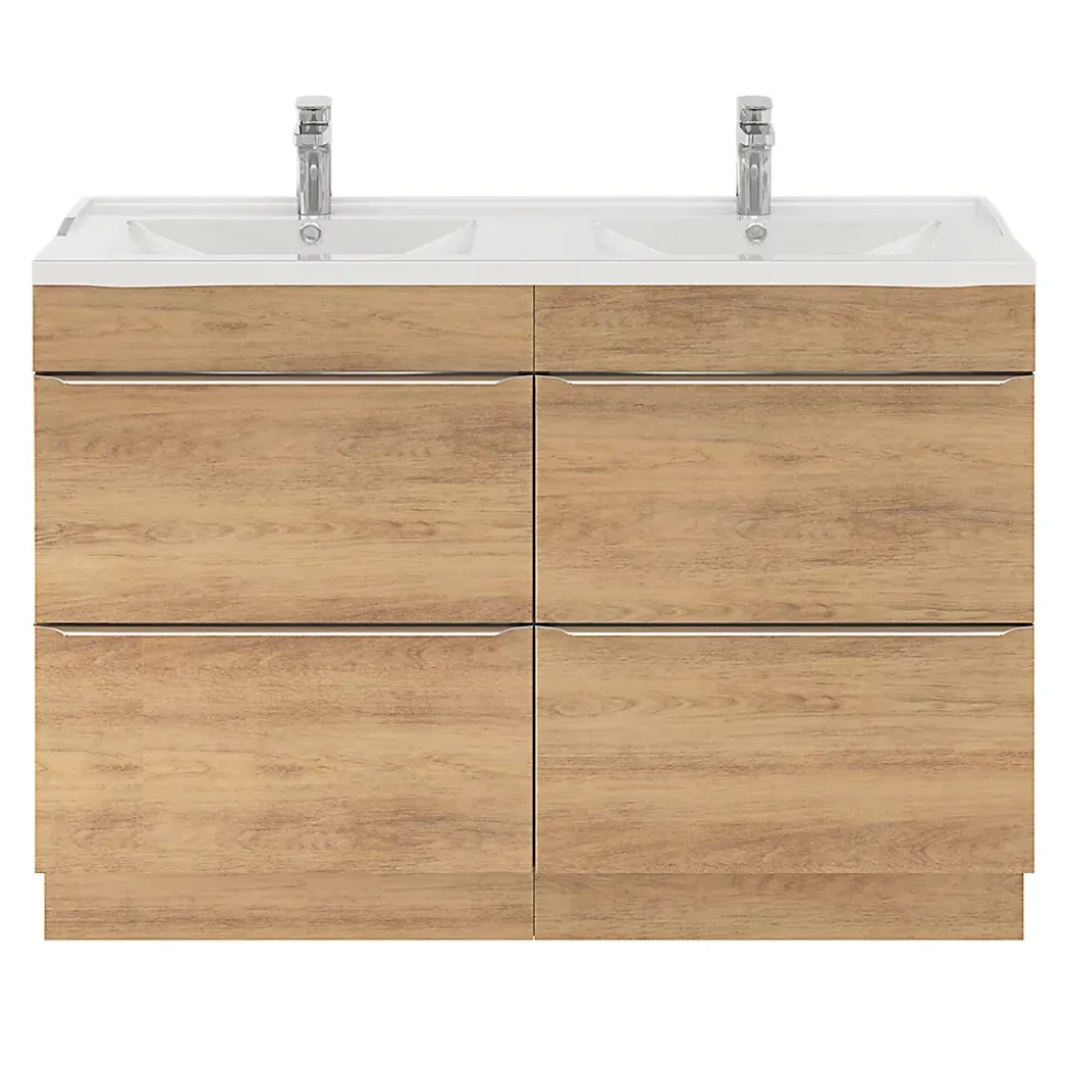 Meuble sous vasque à poser effet chêne l.120 x H.82 x P.45 cm, GoodHome Imandra