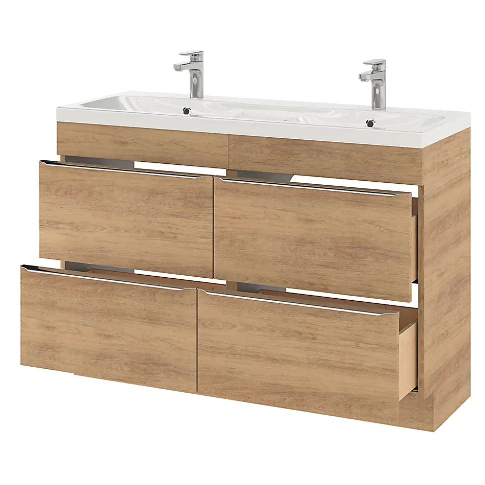 Meuble sous vasque à poser effet chêne l.120 x H.82 x P.45 cm, GoodHome Imandra