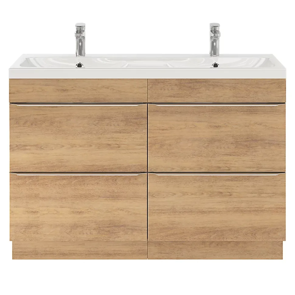 Meuble sous vasque à poser effet chêne l.120 x H.82 x P.45 cm, GoodHome Imandra
