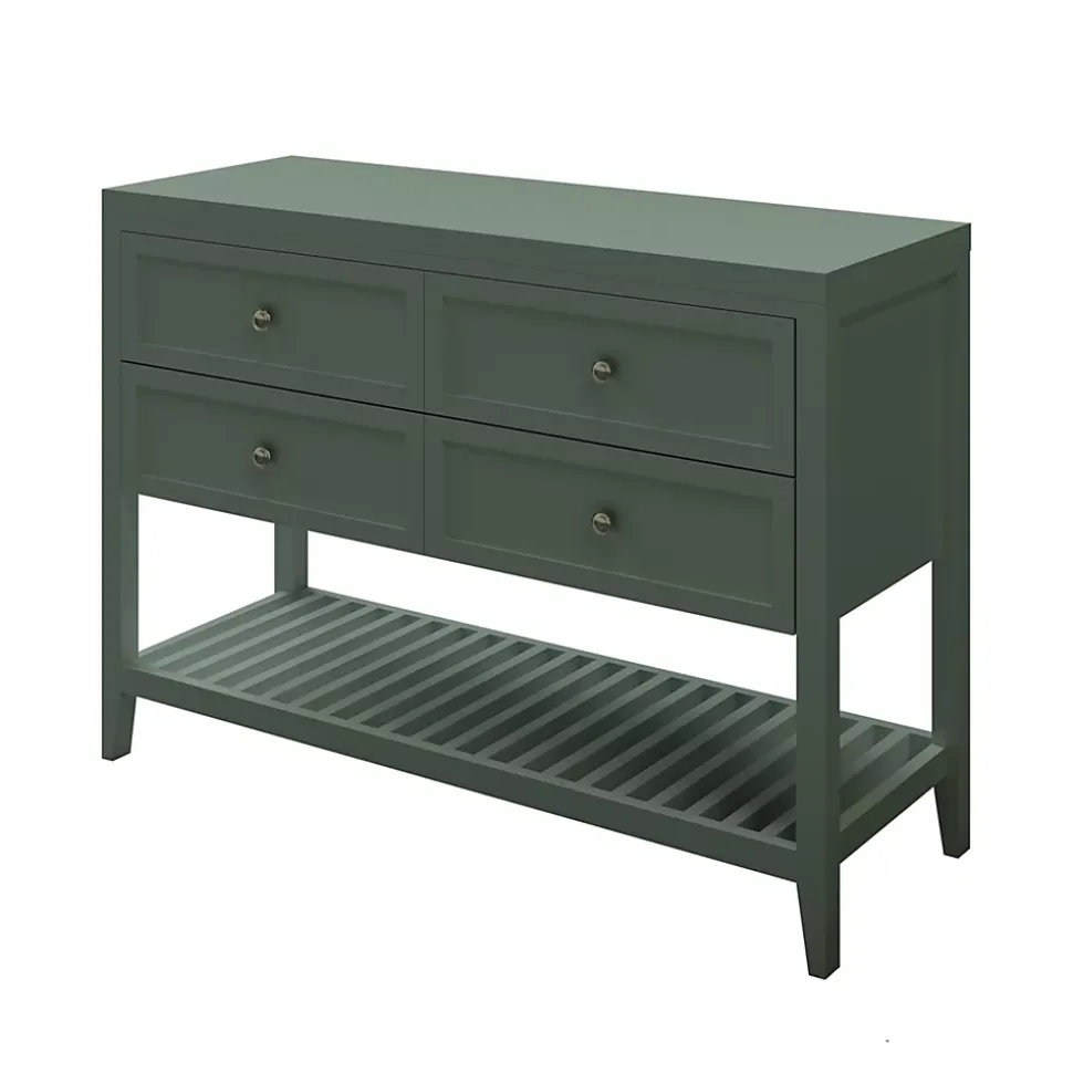 Meuble sous vasque à poser 4 tiroirs 1 niche vert mat l.120 x H.80,6 x P.45 cm, GoodHome Perma