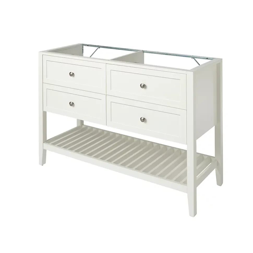 Meuble sous vasque à poser 4 tiroirs blanc mat l.120 x H.80 x P.45 cm, GoodHome Perma