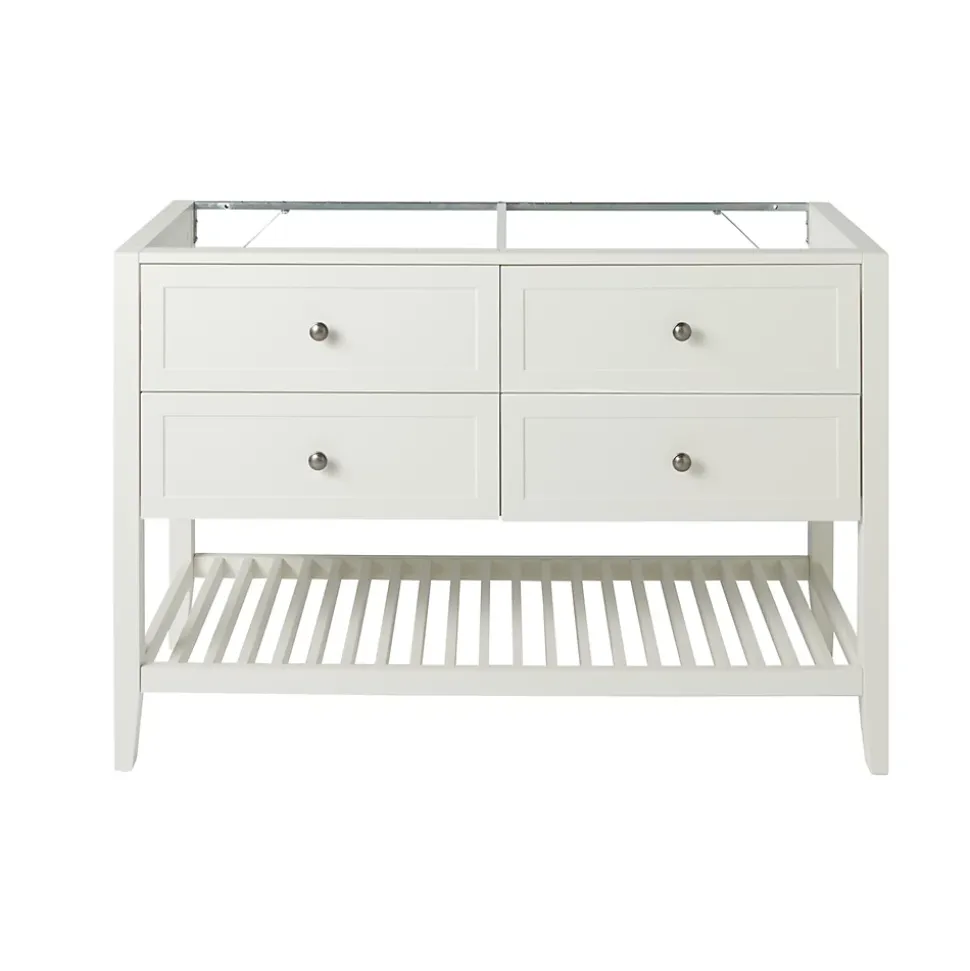 Meuble sous vasque à poser 4 tiroirs blanc mat l.120 x H.80 x P.45 cm, GoodHome Perma