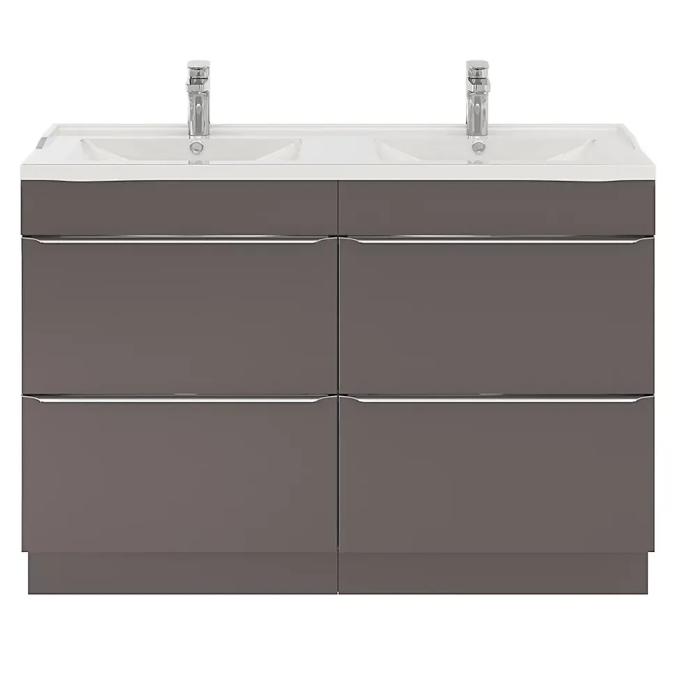 Meuble sous vasque à poser gris taupe brillant l.120 x H.82 x P.45 cm, GoodHome Imandra