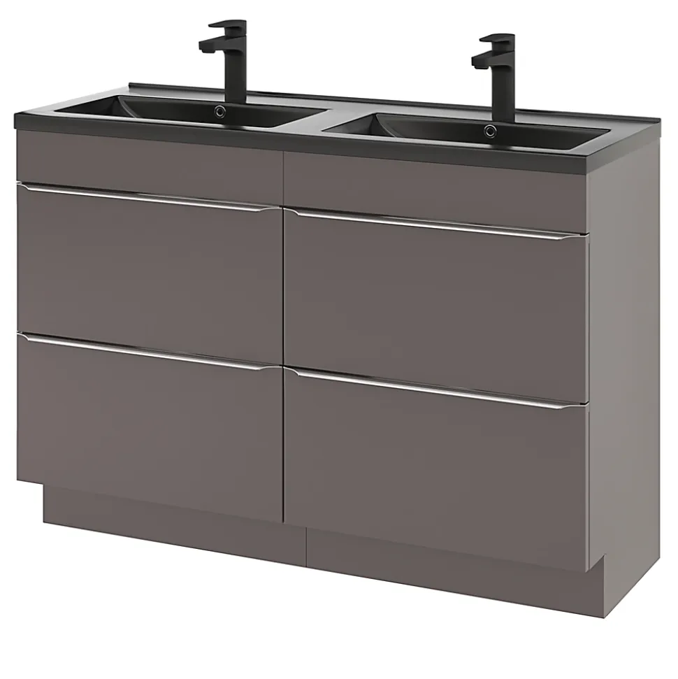 Meuble sous vasque à poser gris taupe brillant l.120 x H.82 x P.45 cm, GoodHome Imandra