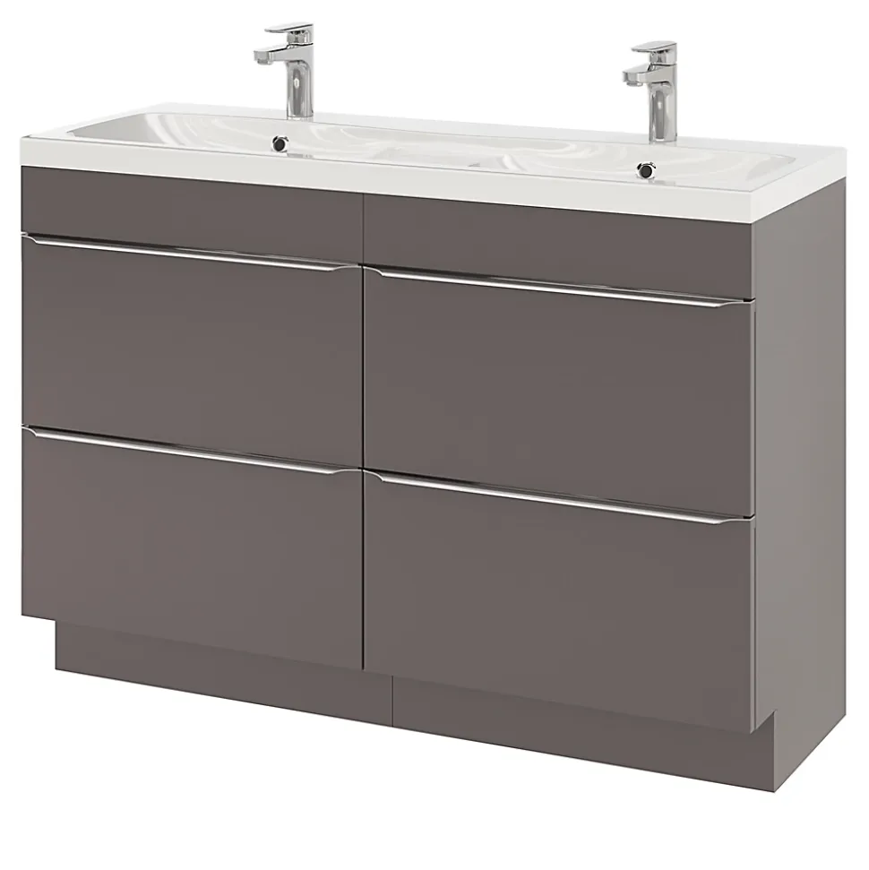 Meuble sous vasque à poser gris taupe brillant l.120 x H.82 x P.45 cm, GoodHome Imandra