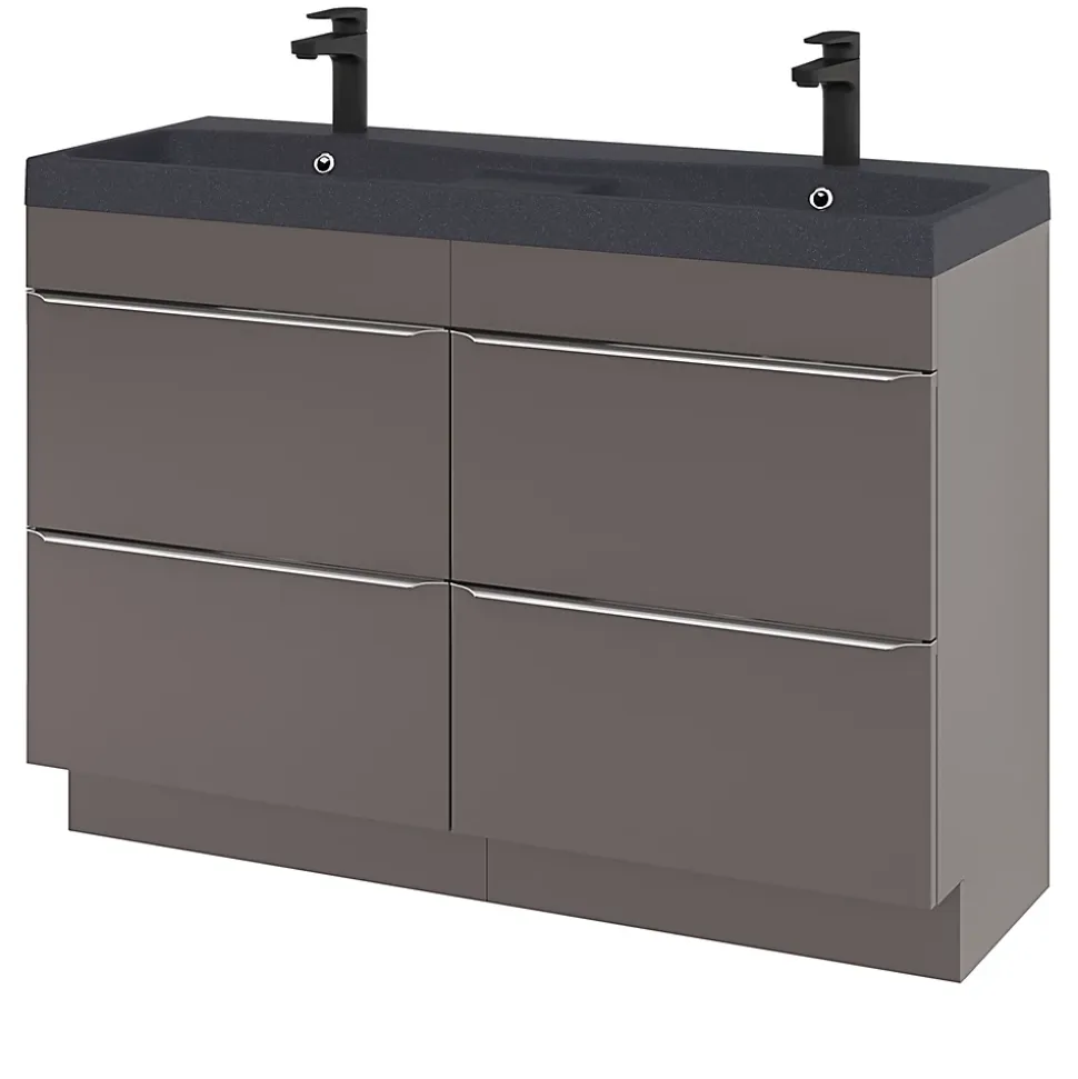 Meuble sous vasque à poser gris taupe brillant l.120 x H.82 x P.45 cm, GoodHome Imandra