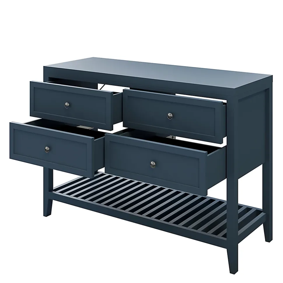 Meuble sous vasque à poser 4 tiroirs bleu mat l.120 x H.80 x P.45 cm, GoodHome Perma