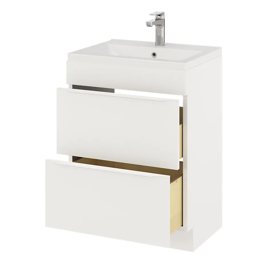 Meuble sous vasque à poser blanc mat l.60 x H.82 x P.45 cm, GoodHome Imandra