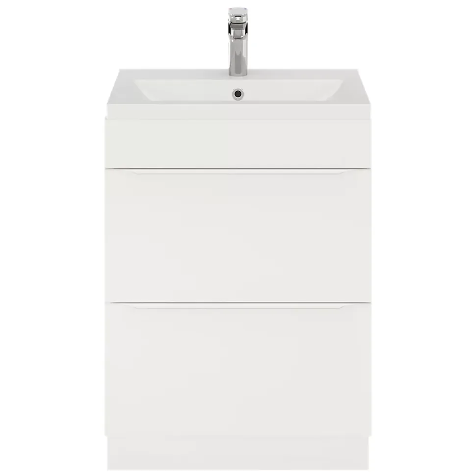 Meuble sous vasque à poser blanc mat l.60 x H.82 x P.45 cm, GoodHome Imandra