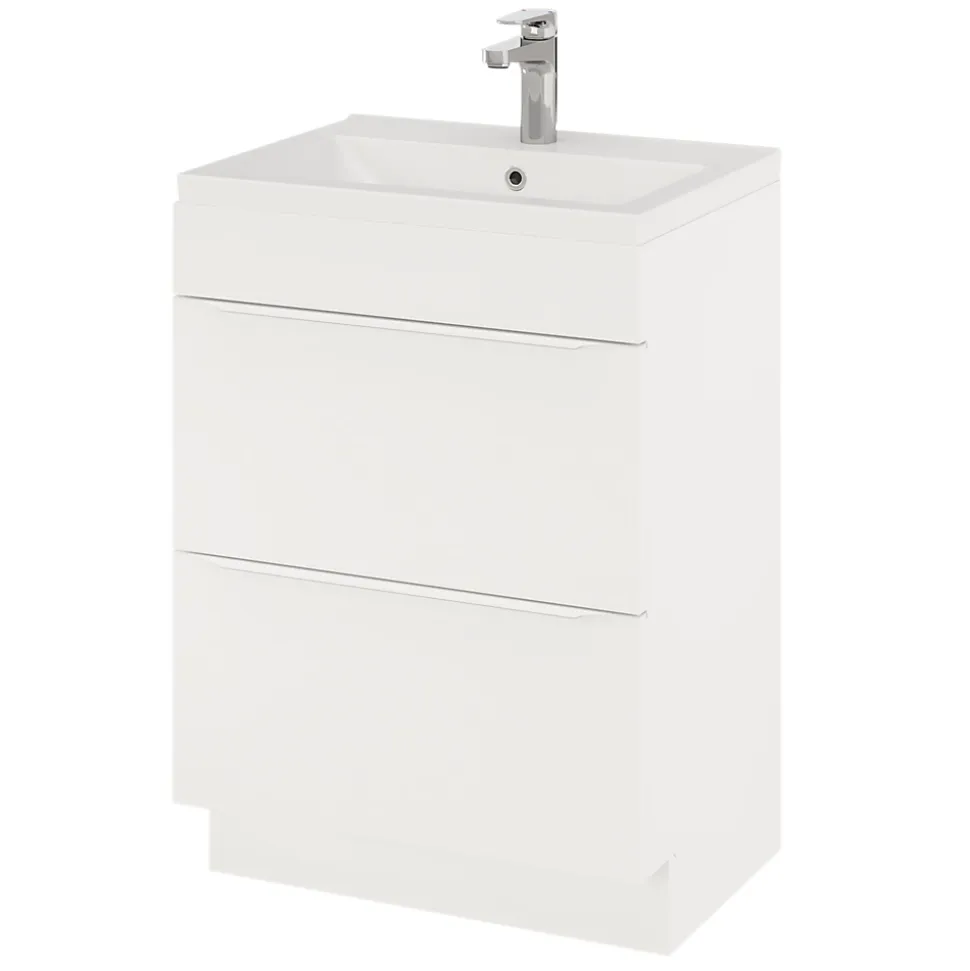 Meuble sous vasque à poser blanc mat l.60 x H.82 x P.45 cm, GoodHome Imandra