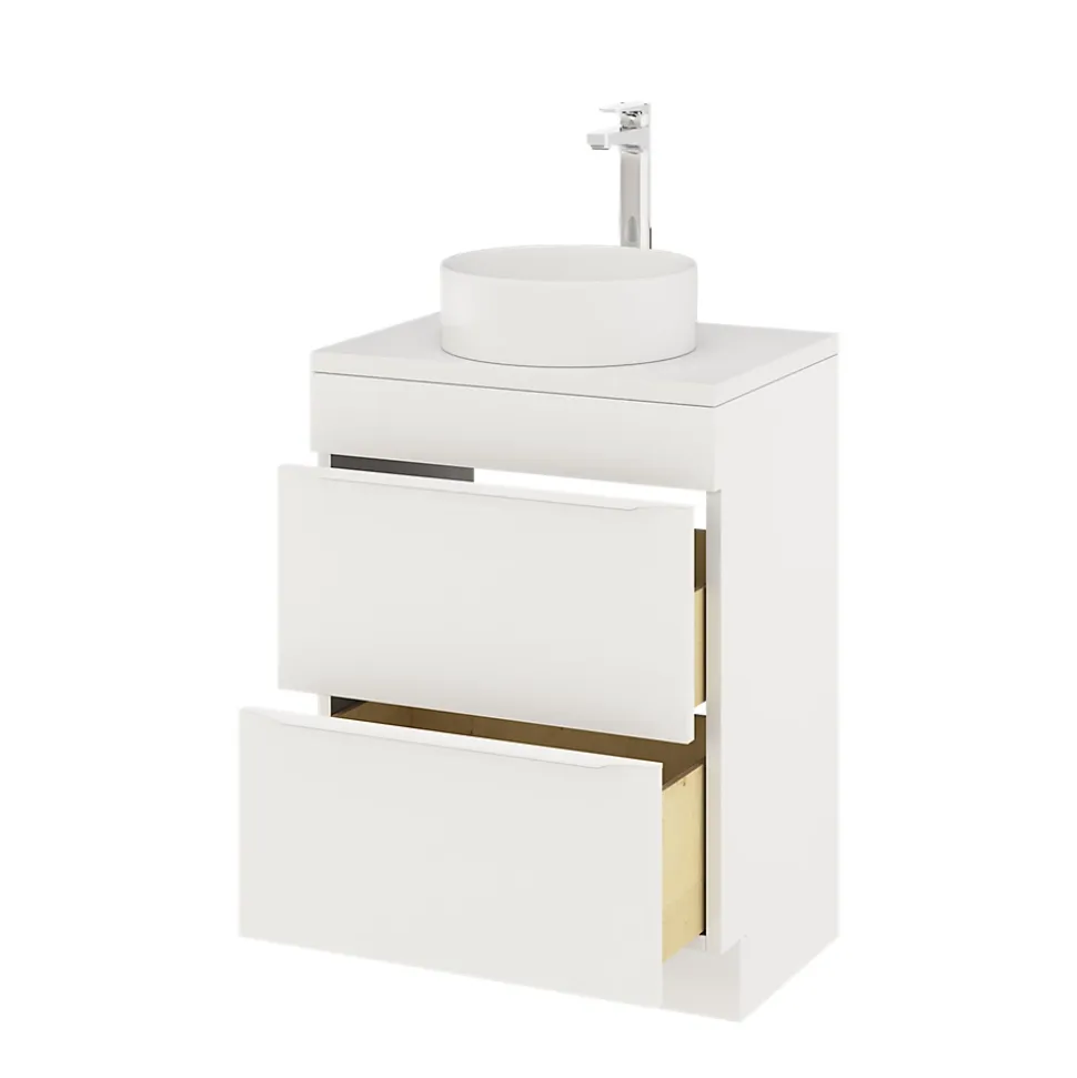 Meuble sous vasque à poser blanc mat l.60 x H.82 x P.45 cm, GoodHome Imandra