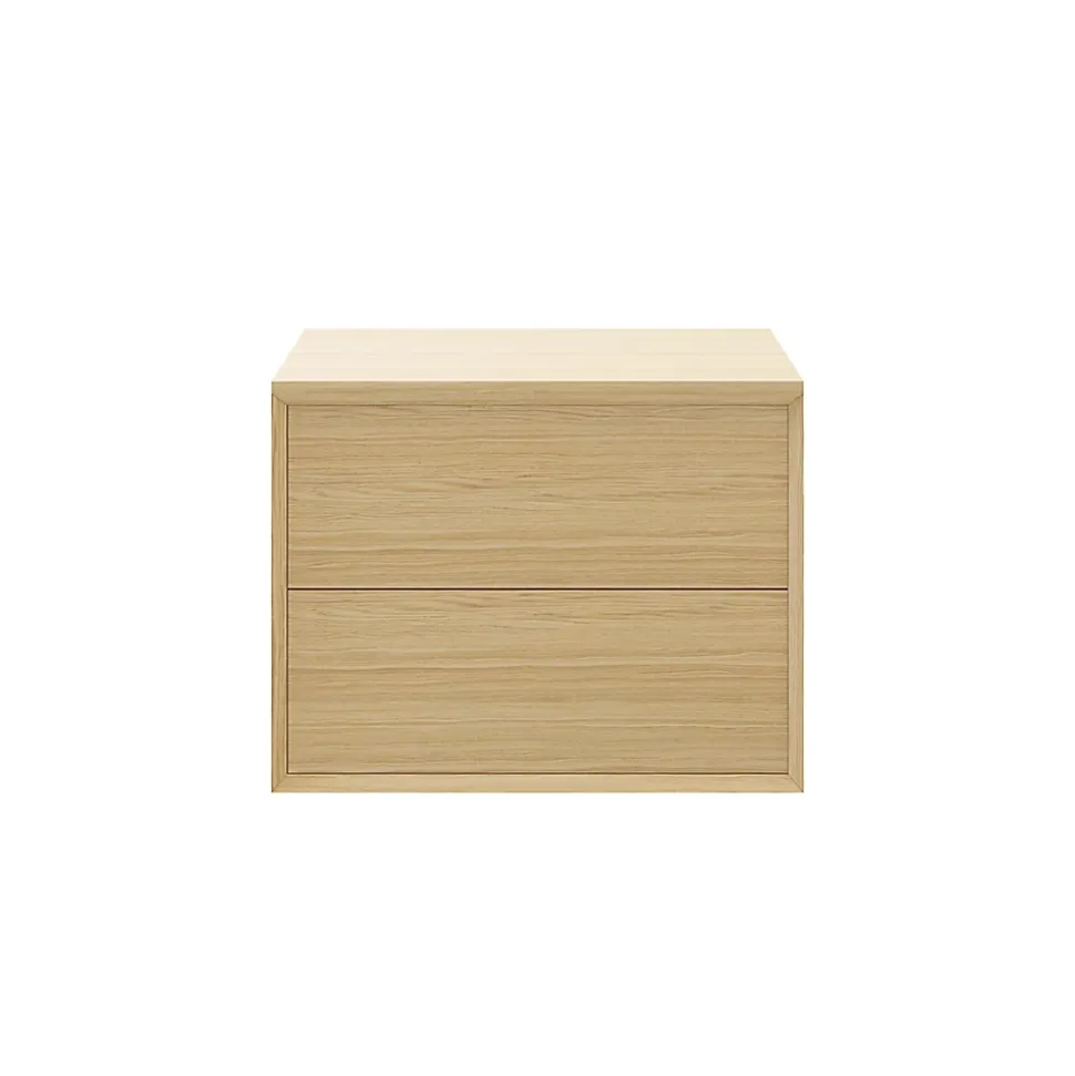 Meuble sous vasque à suspendre GoodHome Avela placage chêne 80 cm + plan de toilette Avela
