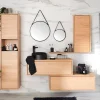 Meuble sous vasque à suspendre GoodHome Avela placage chêne 100 cm + plans de toilette Avela vendu par 2