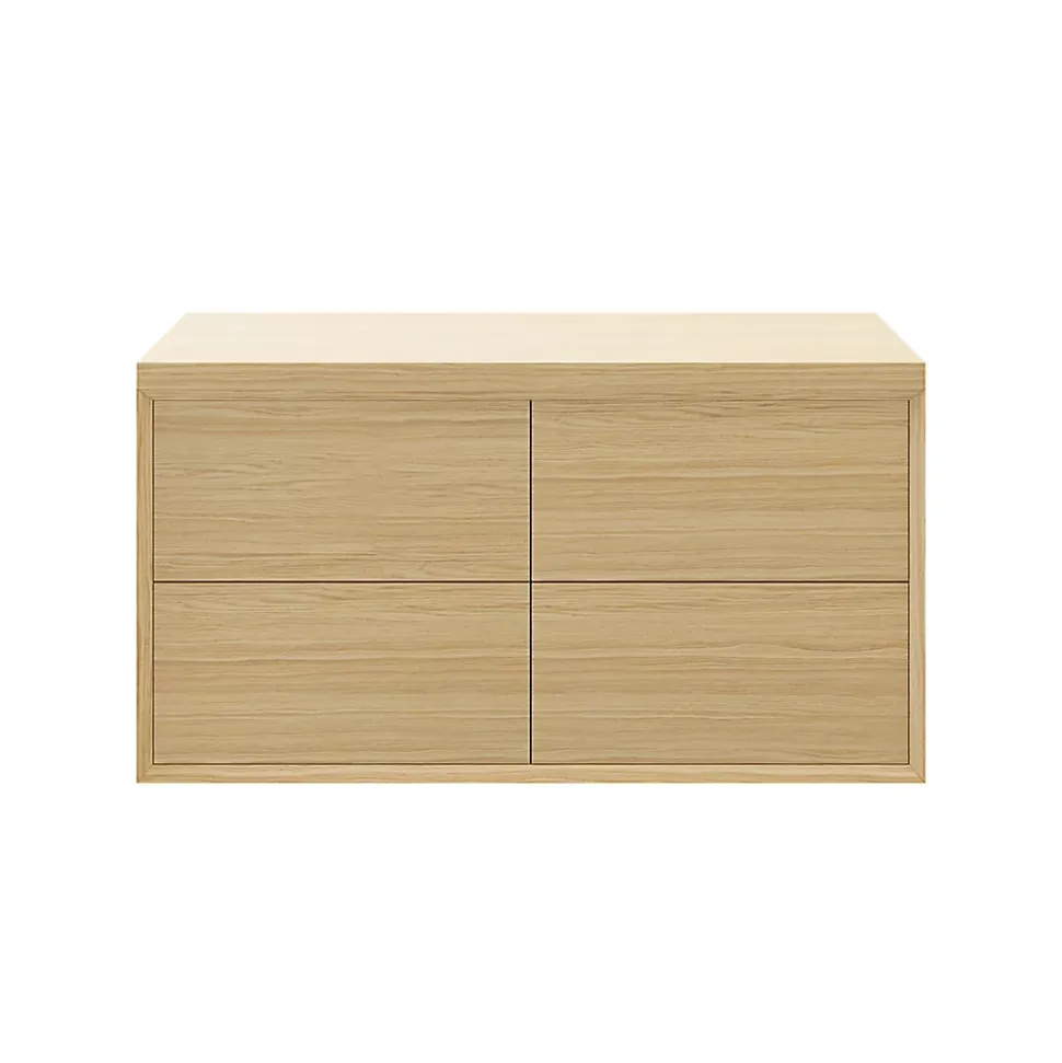 Meuble sous vasque à suspendre GoodHome Avela placage chêne 120 cm + plan de toilette Avela