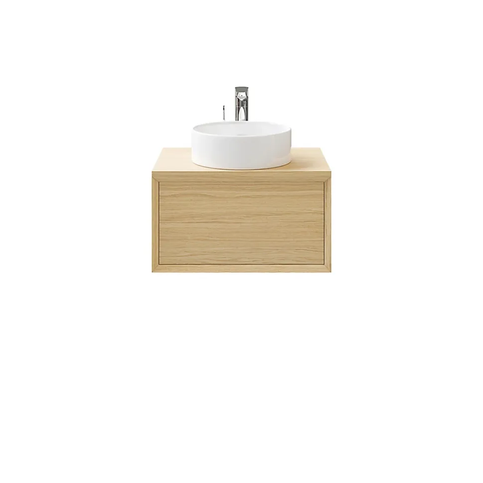 Meuble sous vasque 1 tiroir à suspendre GoodHome Avela placage chêne 60 cm
