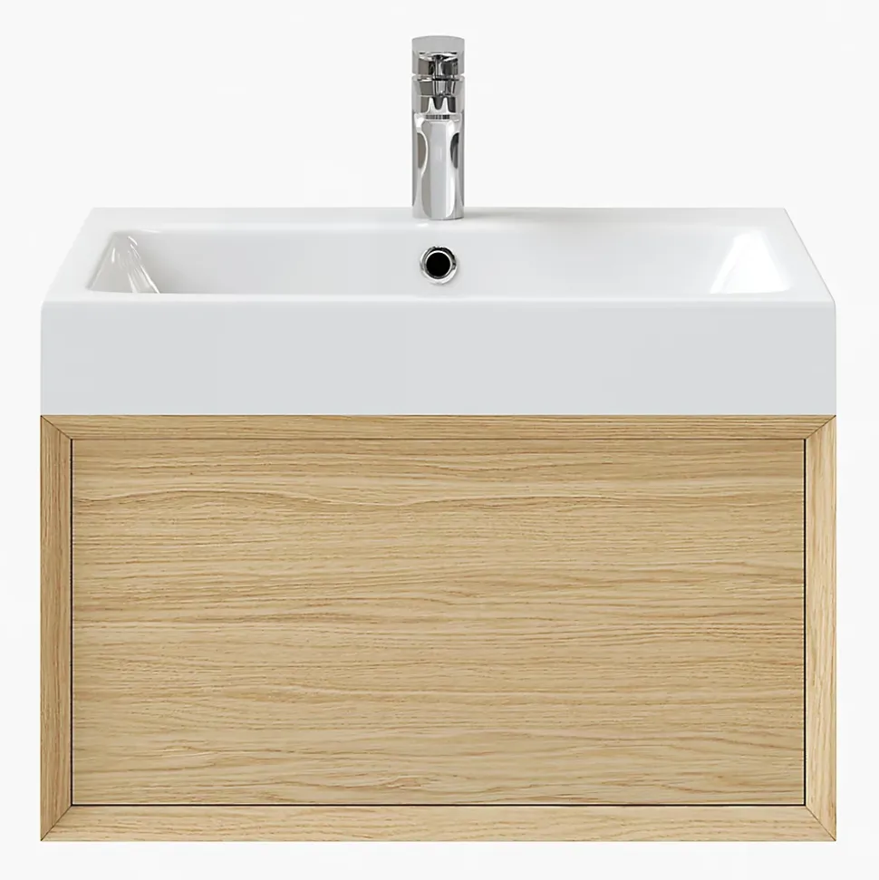 Meuble sous vasque 1 tiroir à suspendre GoodHome Avela placage chêne 60 cm