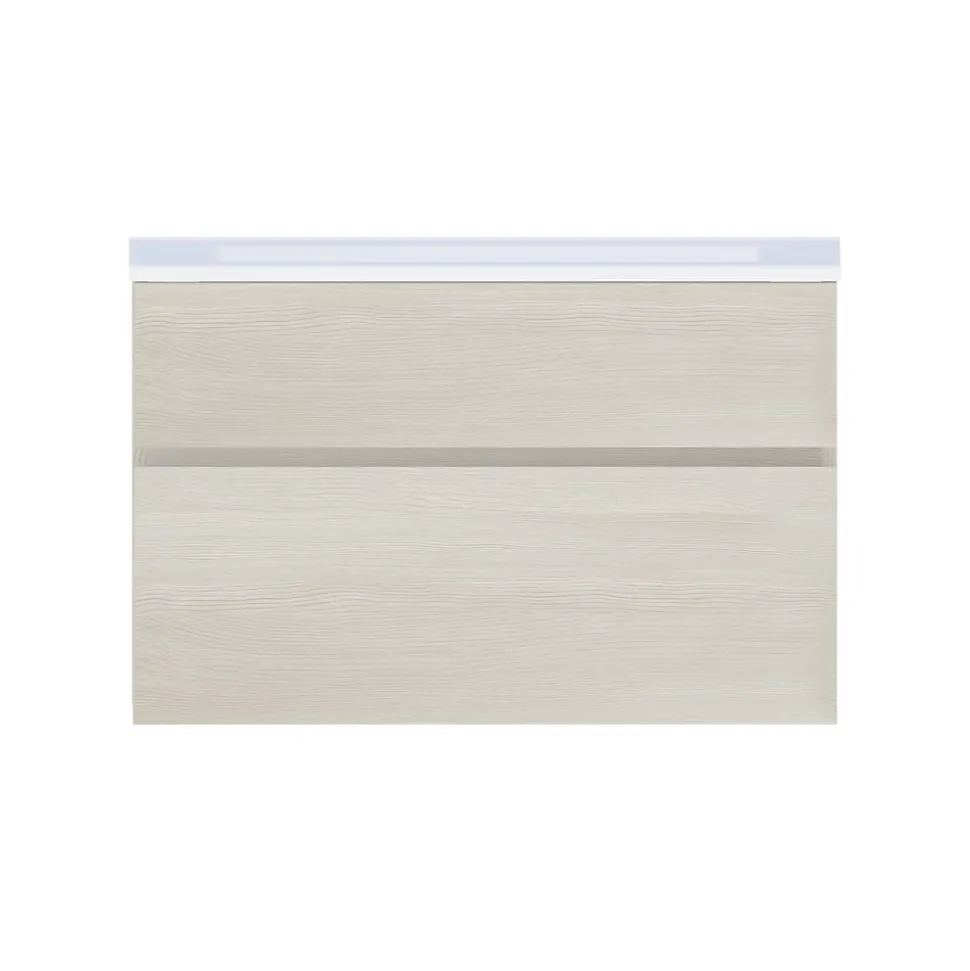 Meuble sous vasque effet chêne l.90 x H.57 x P.50 cm 2 tiroirs, Calao