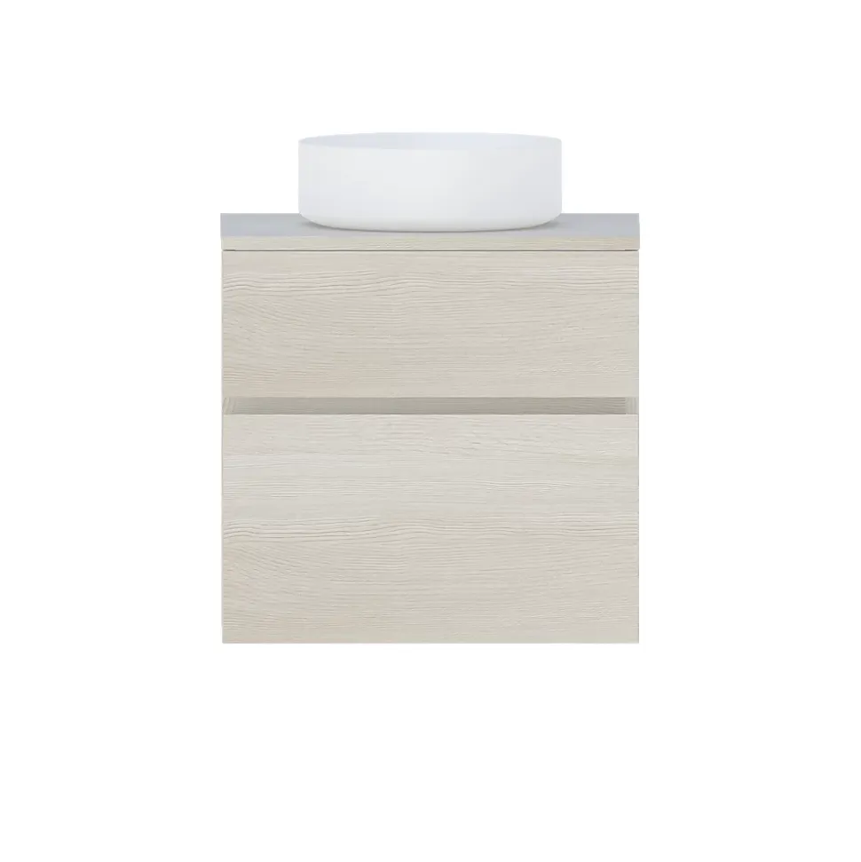 Meuble sous vasque effet chêne l.60 cm 2 tiroirs, Calao