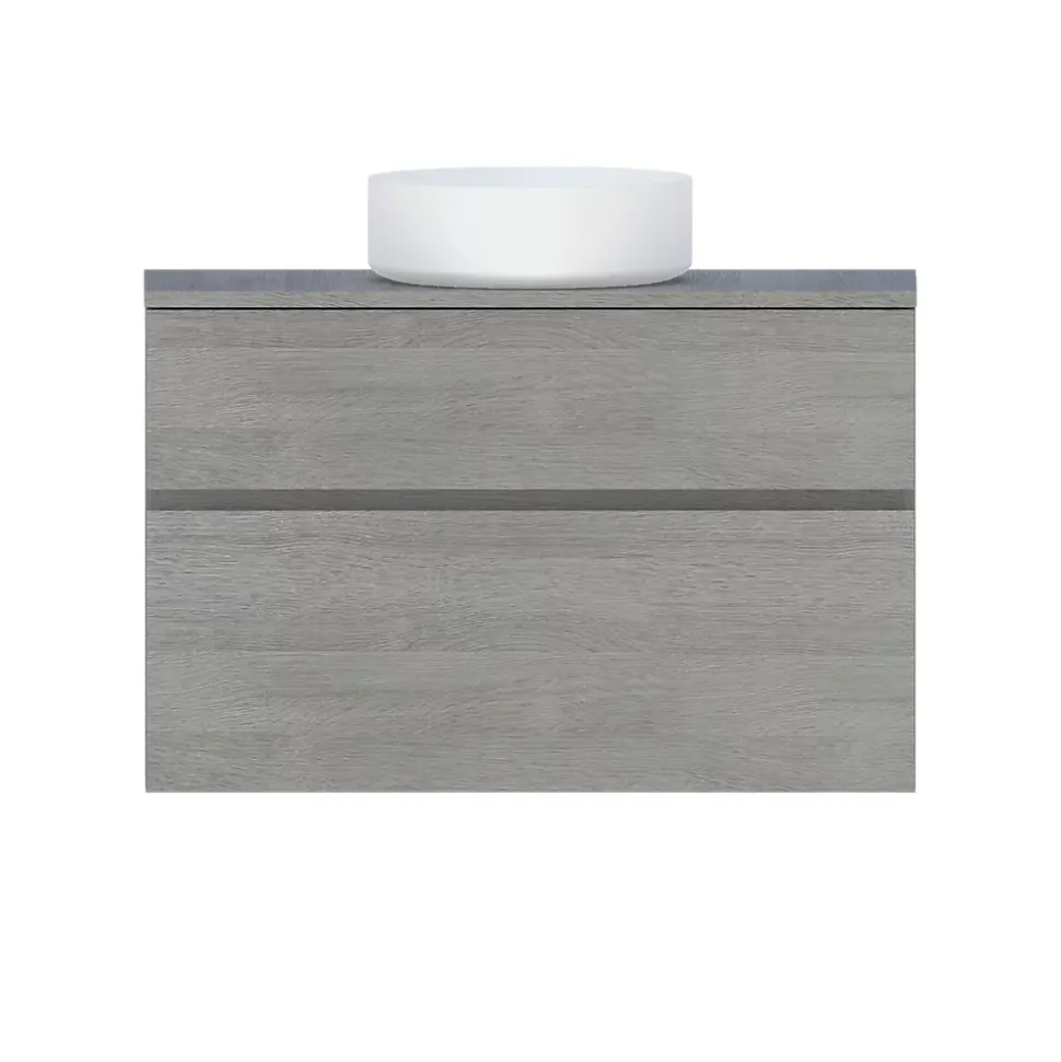 Meuble sous vasque faible profondeur effet chêne clair l.90 cm 2 tiroirs, Calao