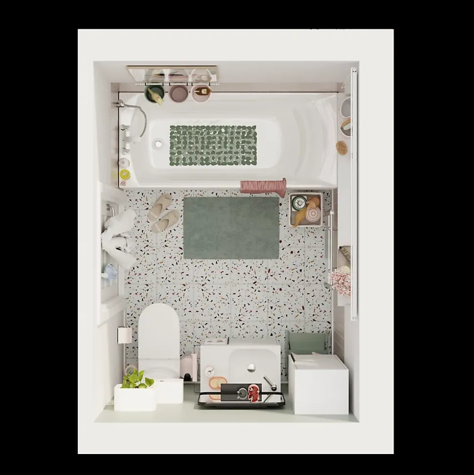 Meuble sous vasque faible profondeur à poser avec porte-serviettes blanc l.65 x H.82 x P.36 cm, GoodHome Maza