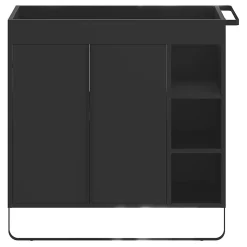Meuble sous vasque faible profondeur à poser avec porte-serviettes noir l.85 x H.82 x P.36 cm, GoodHome Maza