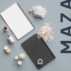 Meuble sous vasque faible profondeur à poser avec porte-serviettes noir l.85 x H.82 x P.36 cm, GoodHome Maza
