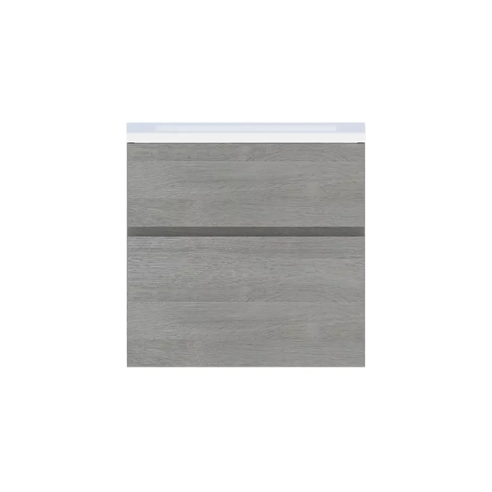 Meuble sous vasque faible profondeur effet chêne clair l.60 cm 2 tiroirs, Calao