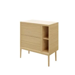 Meuble sous vasque GoodHome Avela placage chêne 60 cm + plan de toilette Avela 80 cm + niche 20 cm + pieds