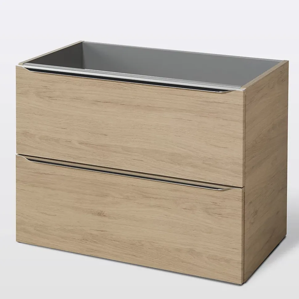 Meuble sous vasque suspendu effet chêne l.80 x H.60 x P.45 cm, GoodHome Imandra